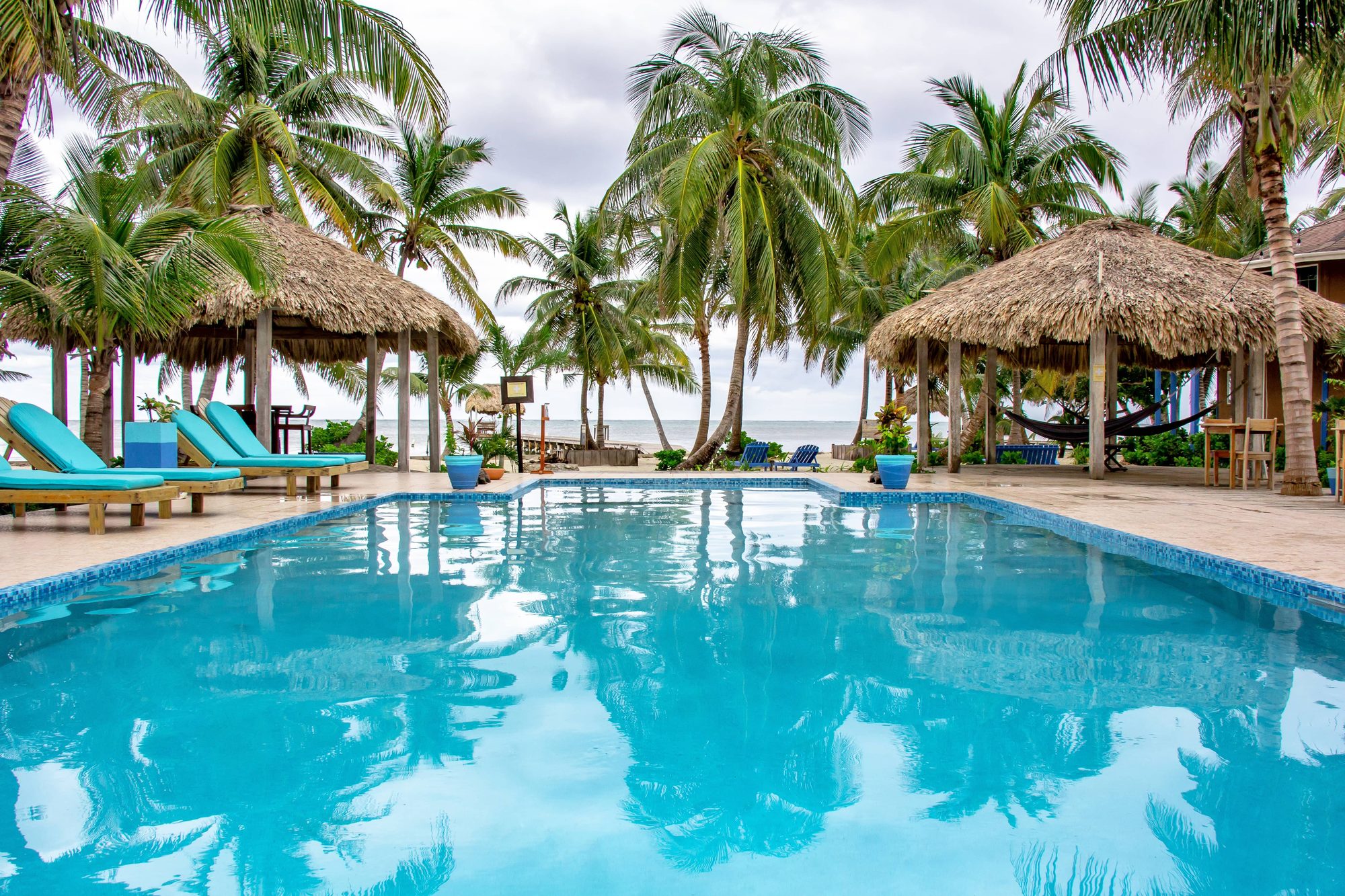 The pool deck and bar area at White Sands Cove